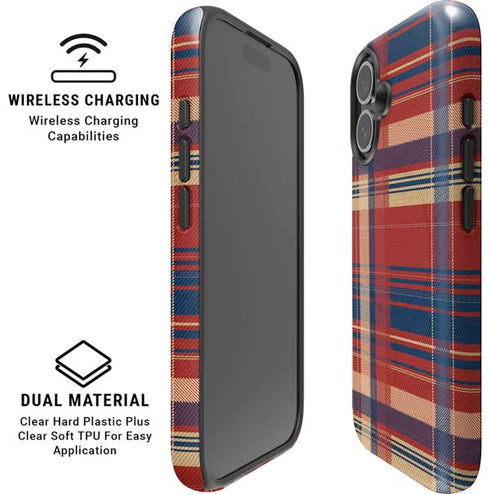 Red and Blue Plaid iPhone 16 Plus Magsafe Impact Case